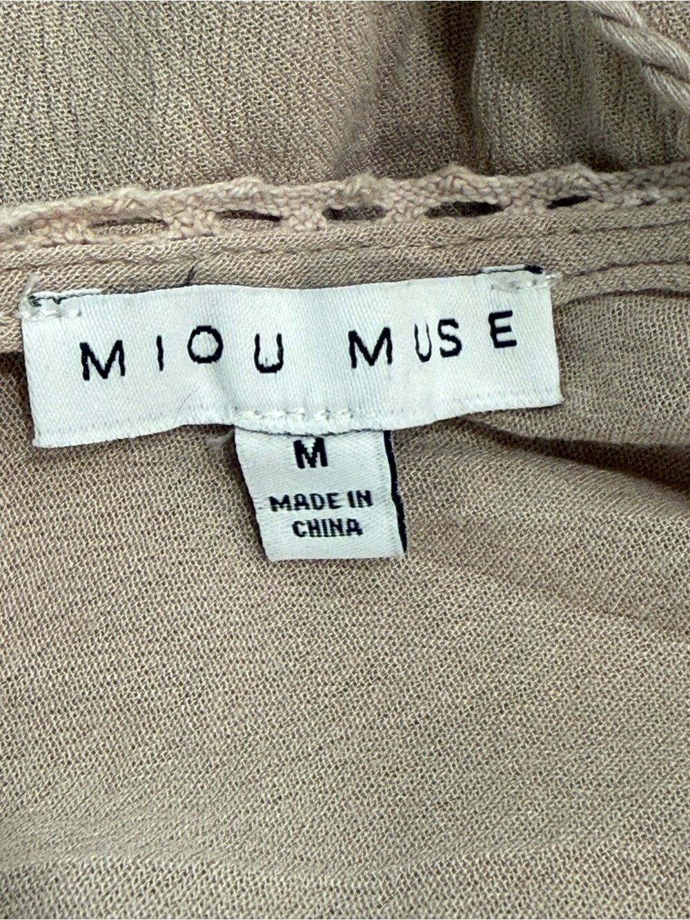 Miou Muse Bohemian Jumpsuit Wide Leg Crochet Cream Beige Size Medium - Picture 5 of 9